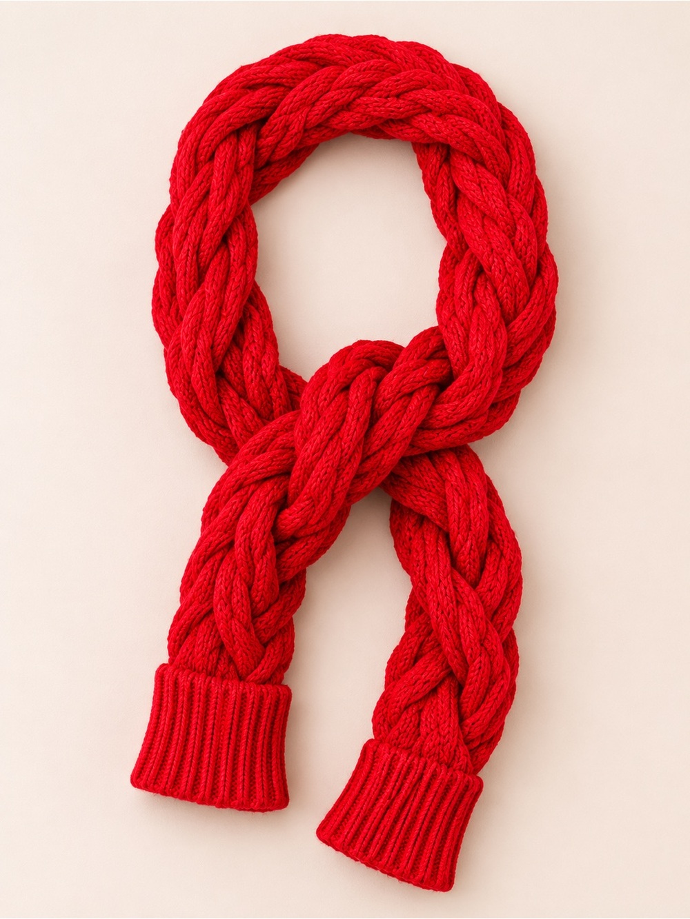 Burberry Red Braided Wool Scarf